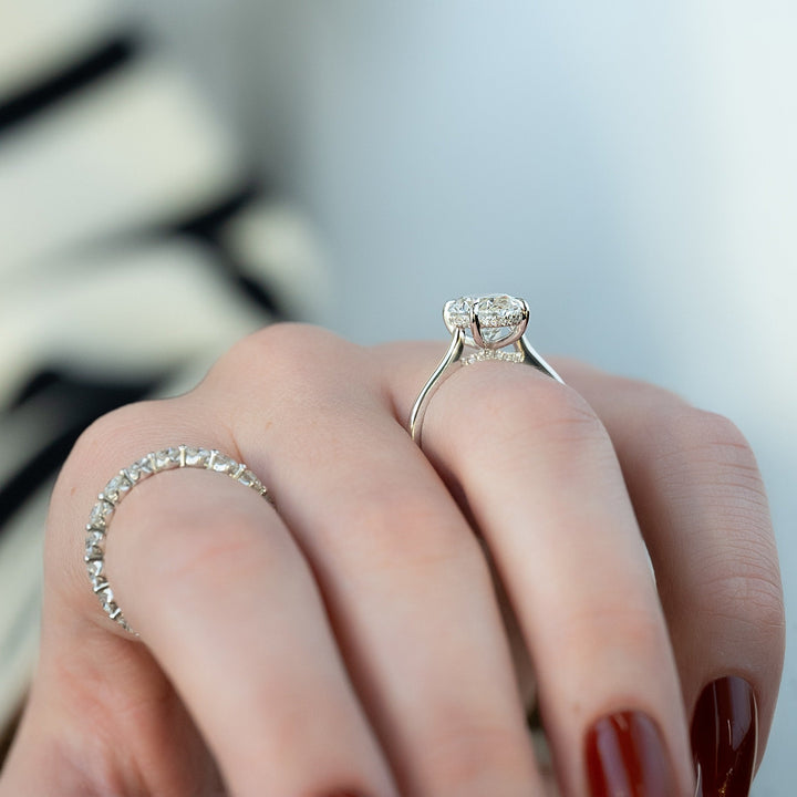1.0-3.0 CT Oval  Lab Grown Diamond Hidden Halo Engagement Ring