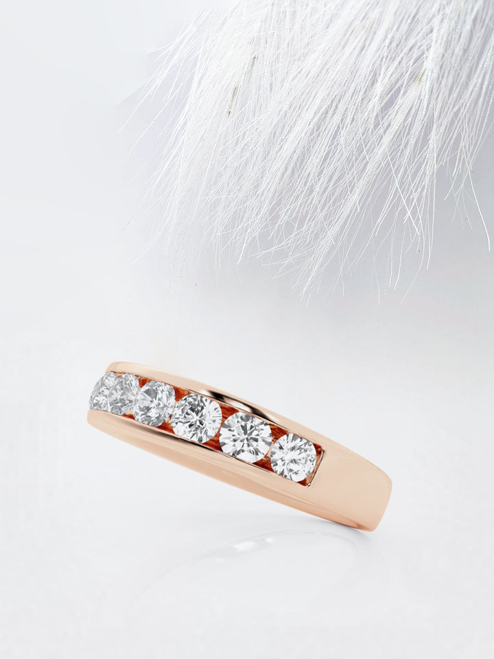 Round FG-VS2 Lab Grown Channel Set Half Eternity Wedding Band