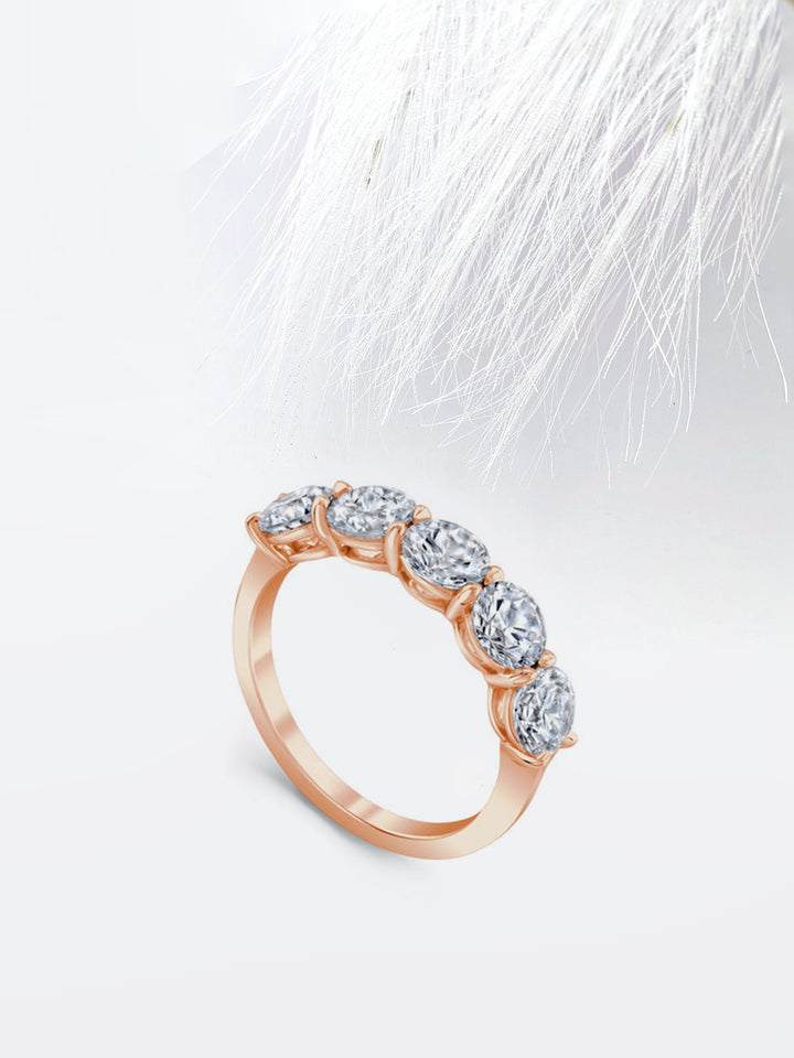 Round FG-VS1 Lab Grown Diamond Five Stone Wedding Band