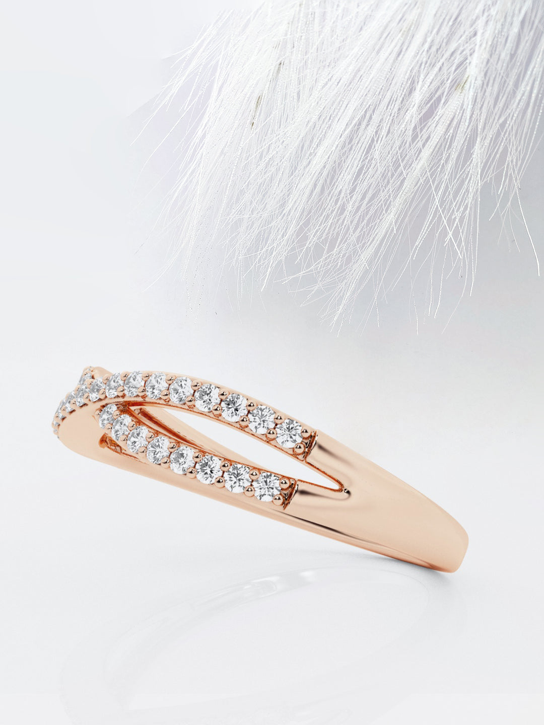 Round FG-VS2 Lab Grown Diamond Crossover Wedding Band