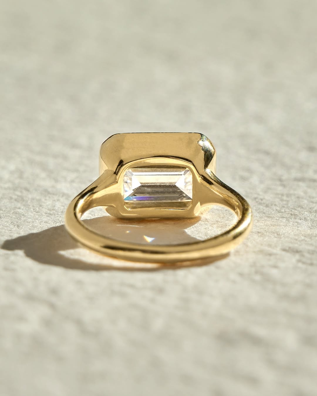 1.0 -3.0 CT Emerald Cut Lab Grown Diamond Bezel Solitaire Engagement Ring