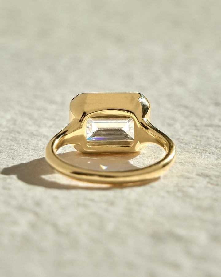 1.0 -3.0 CT Emerald Cut Lab Grown Diamond Bezel Solitaire Engagement Ring