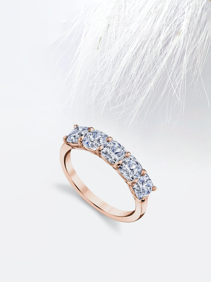Cushion FG-VS1 Lab Grown Diamond Five Stone Wedding Band