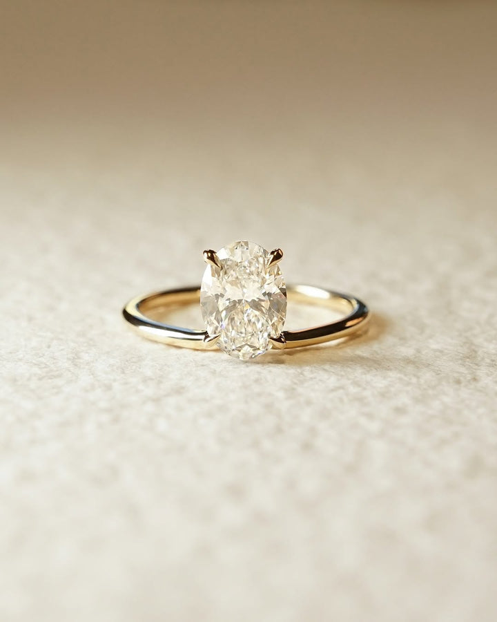 1.0 -3.0 CT Oval Cut Lab Grown Diamond Solitaire Engagement Ring