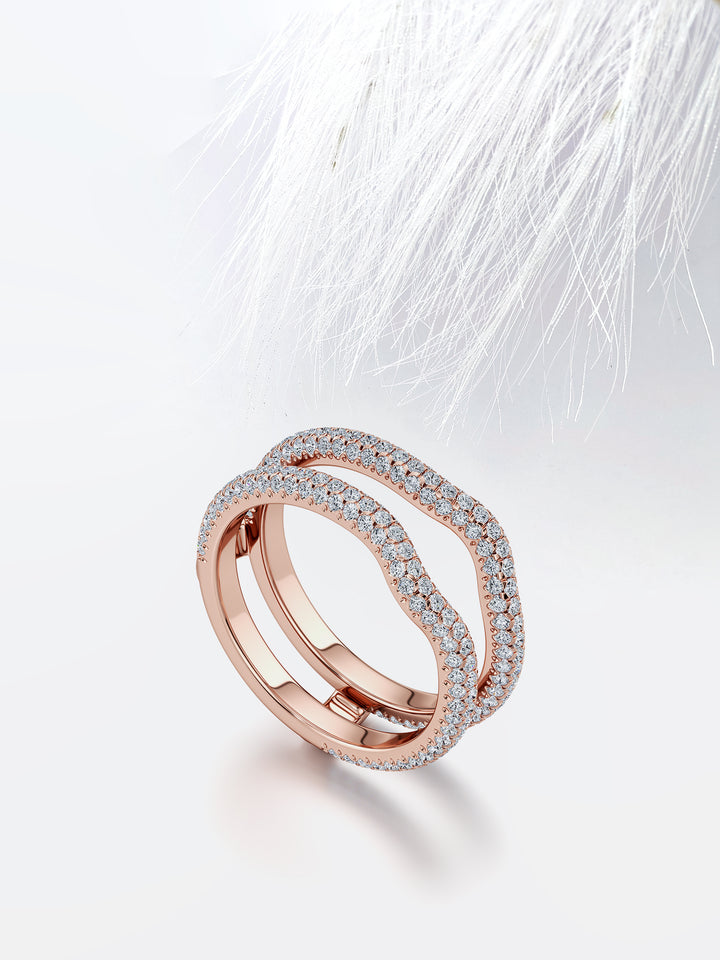 Round FG-VS1 Lab Grown Diamond Three Side Pave Double Stacking Band
