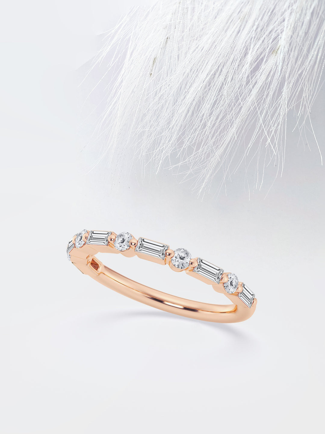 Baguette & Round FG-VS2 Lab Grown Diamond Floating Band