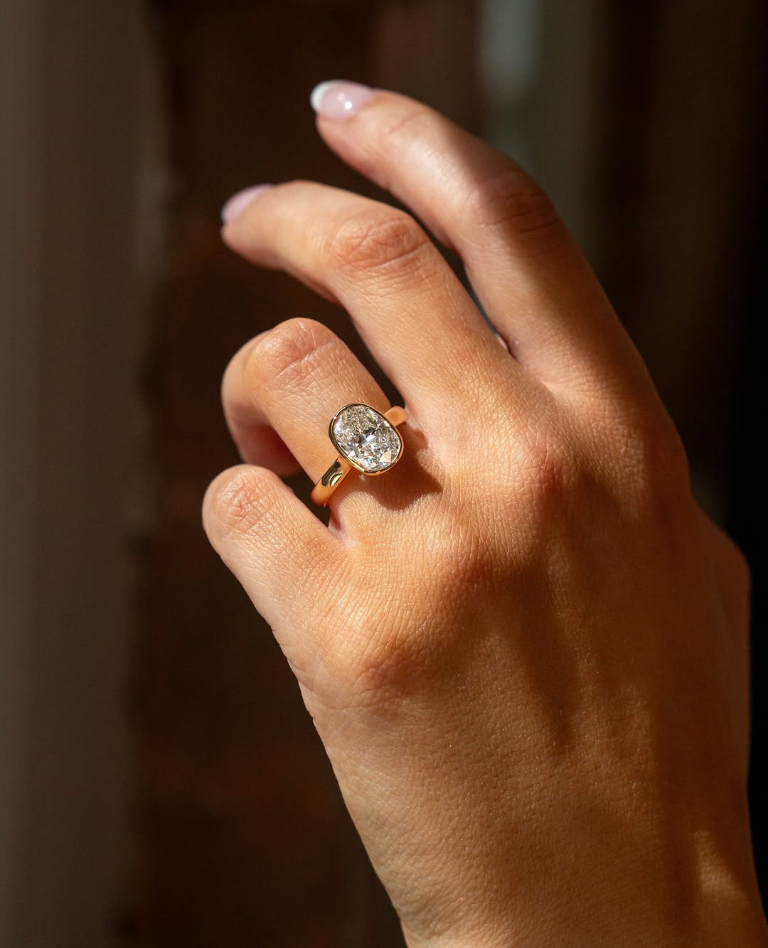 2.0-3.0 CT Cushion Cut Lab Grown Diamond Bezel Engagement Ring