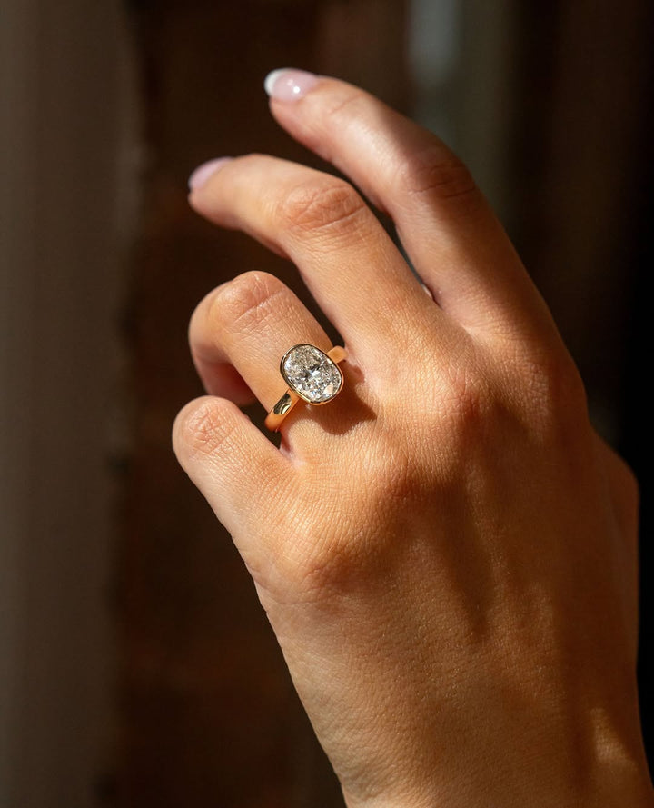 2.0-3.0 CT Cushion Cut Lab Grown Diamond Bezel Engagement Ring