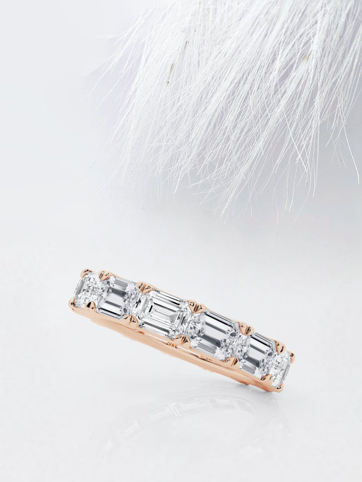 Emerald East-West FG-VS2 Lab Grown Diamond Full Eternity Wedding Band