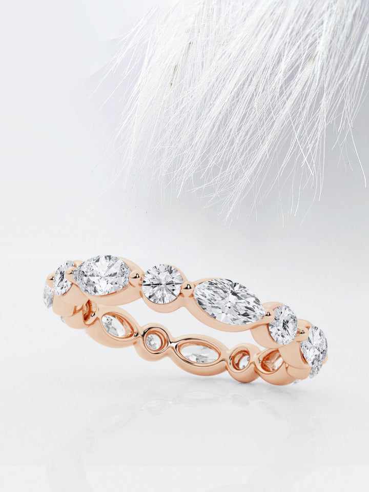 Marquise & Round FG-VS2 Lab Grown Diamond Floating Wedding Band