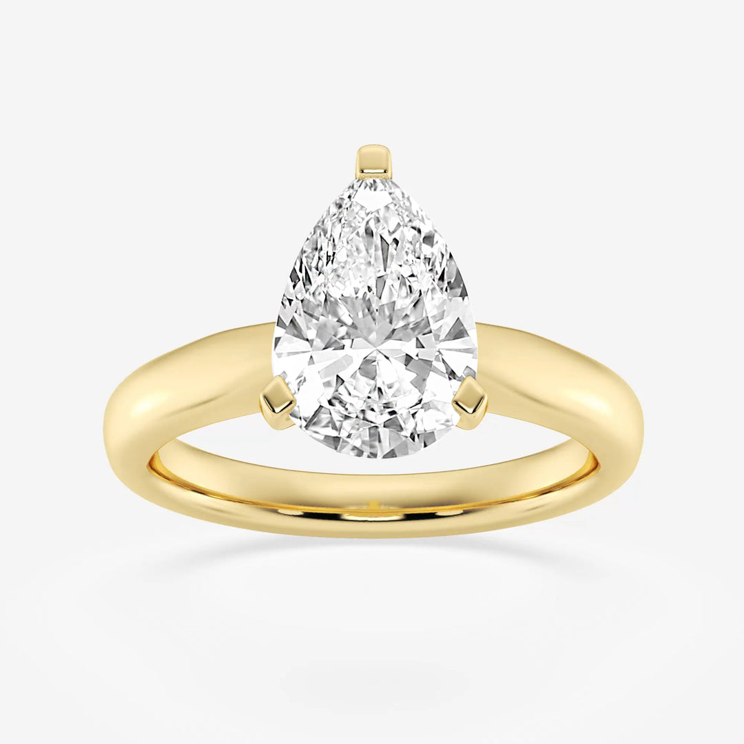 1.0CT Pear Cut Moissanite Solitaire Diamond Engagement Ring