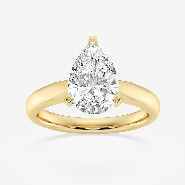 1.0CT Pear Cut Moissanite Solitaire Diamond Engagement Ring