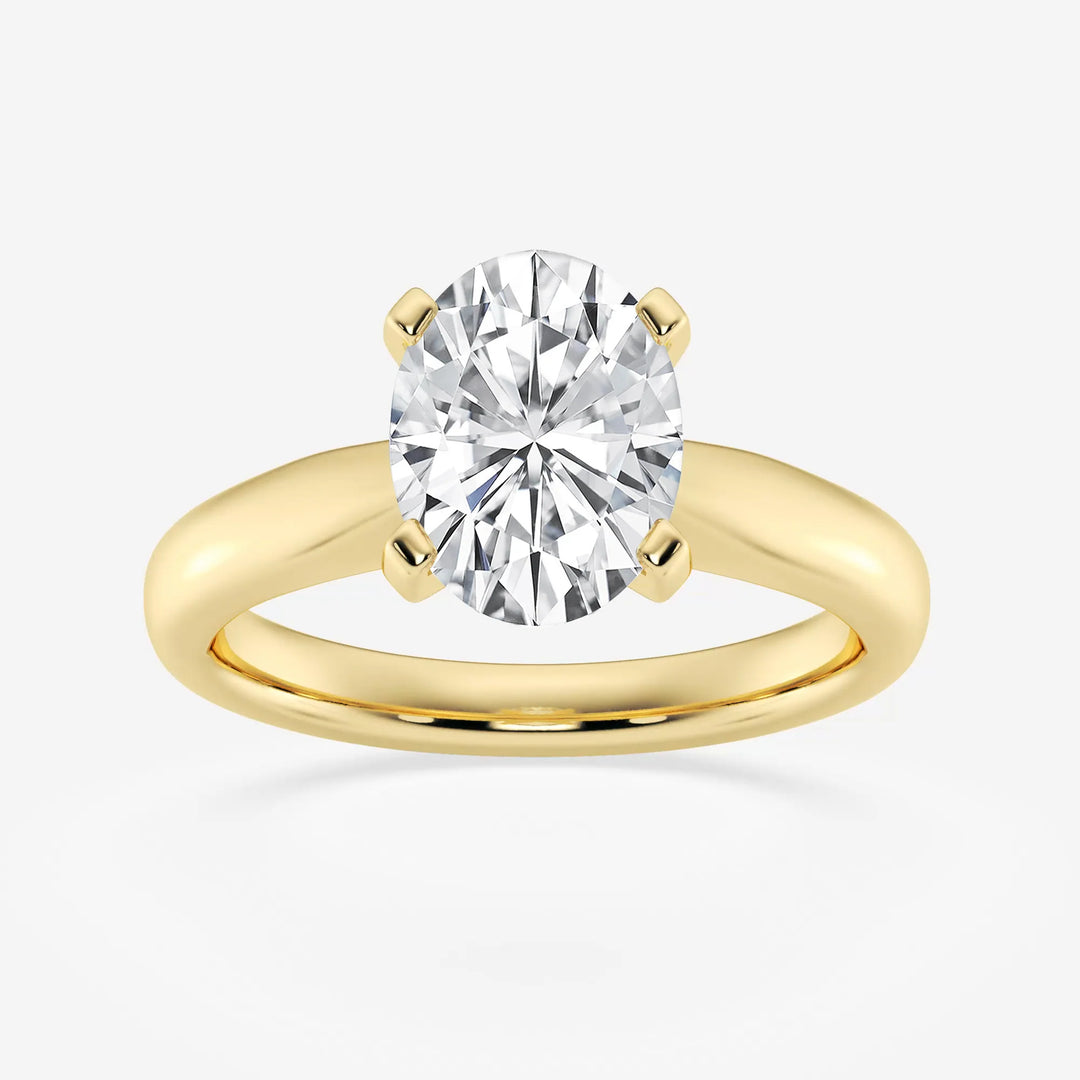 1.0 CT Oval Cut Moissanite Cathedral Set Solitaire Engagement Ring