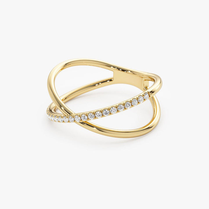 Criss Cross Round Cut Diamond Wedding Band for Women