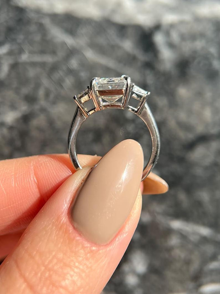 Three-stone engagement rings under $2000, Buy three-stone ring with matching band, Discounted three-stone engagement rings, 