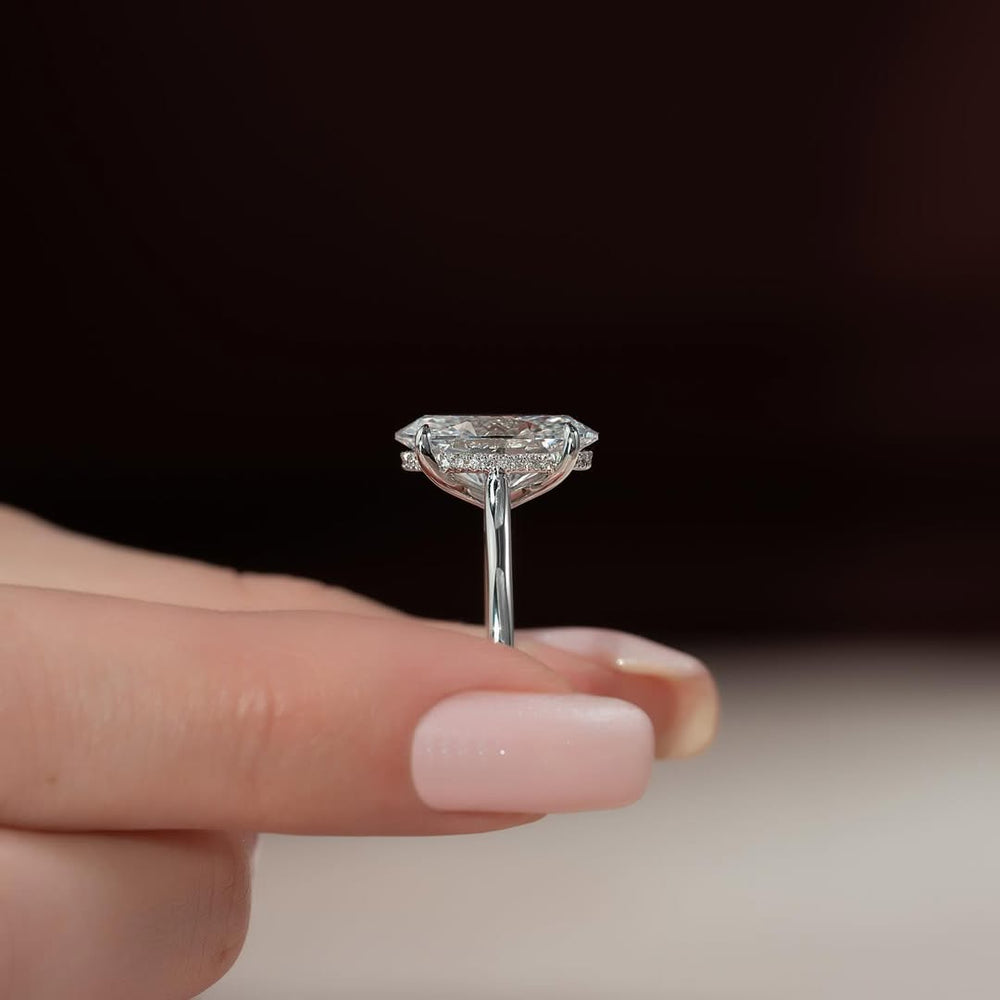 3.5 - 5.5 CT Oval Lab Grown Diamond Hidden Halo Setting Engagement Ring - Doozy Diamonds