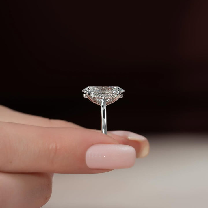 3.5 - 5.5 CT Oval Lab Grown Diamond Hidden Halo Setting Engagement Ring - Doozy Diamonds