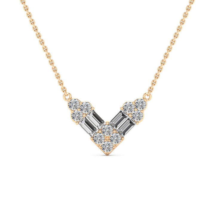 0.48CT Round Cut V Shaped Moissanite Diamond Necklace For Her