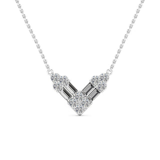 0.48CT Round Cut V Shaped Moissanite Diamond Necklace For Her