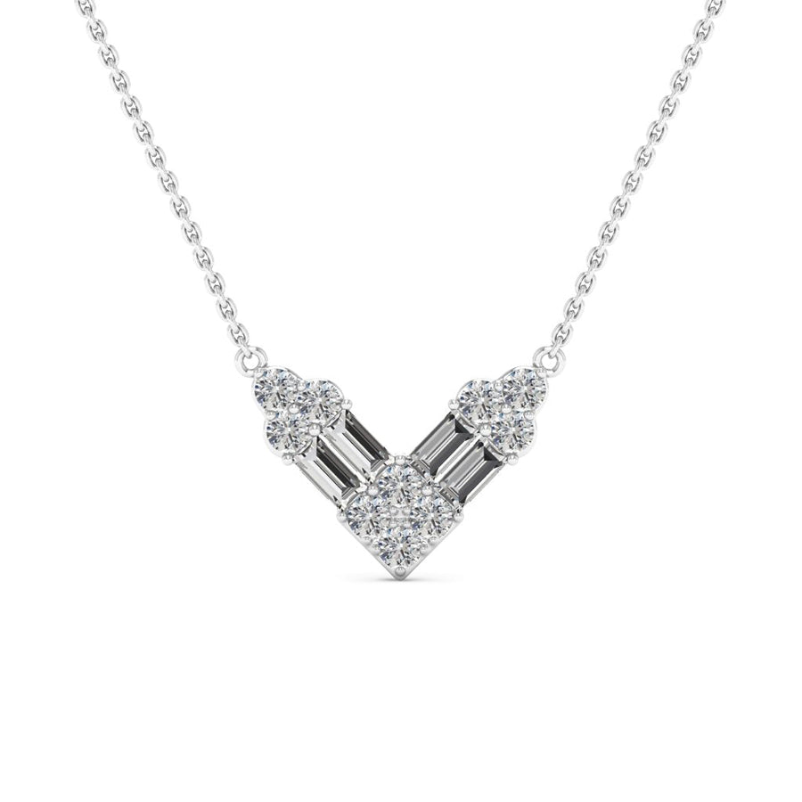 0.48CT Round Cut V Shaped Moissanite Diamond Necklace For Her