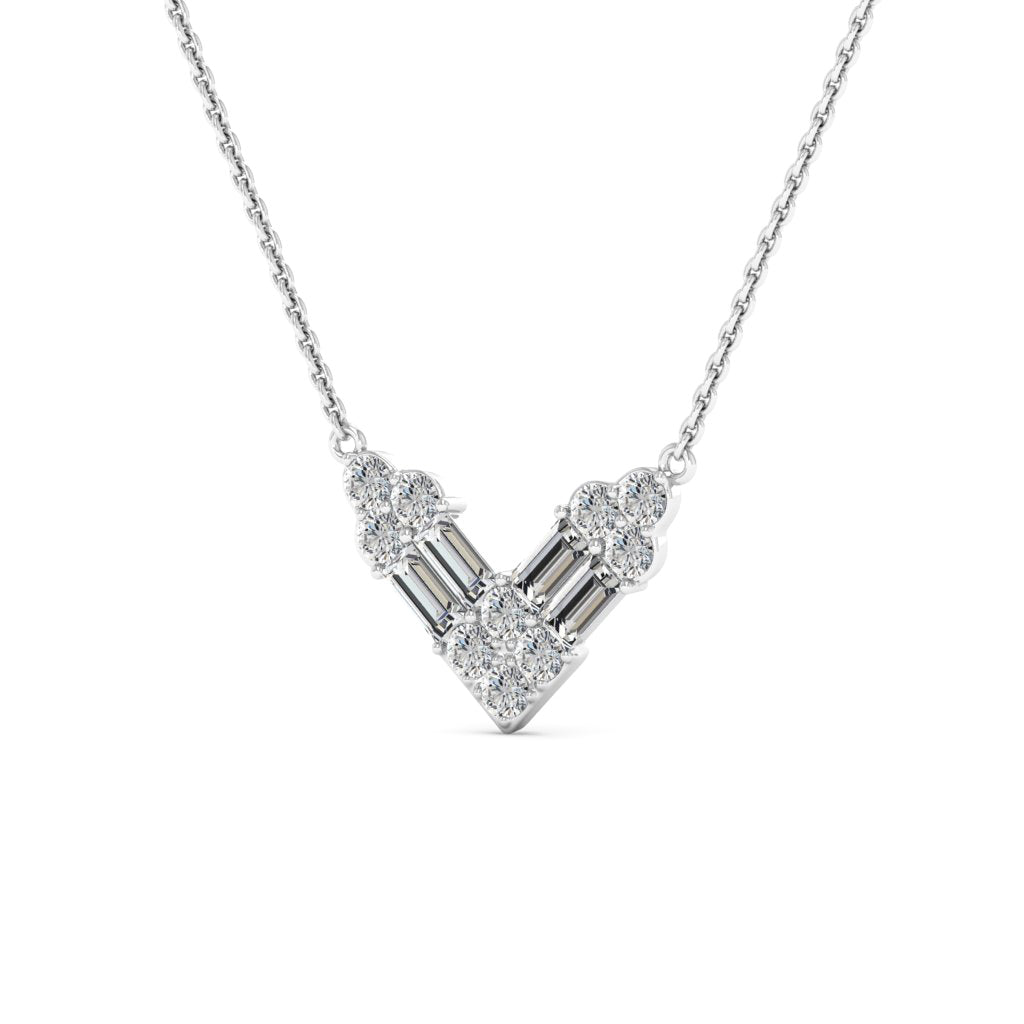 0.48CT Round Cut V Shaped Moissanite Diamond Necklace For Her