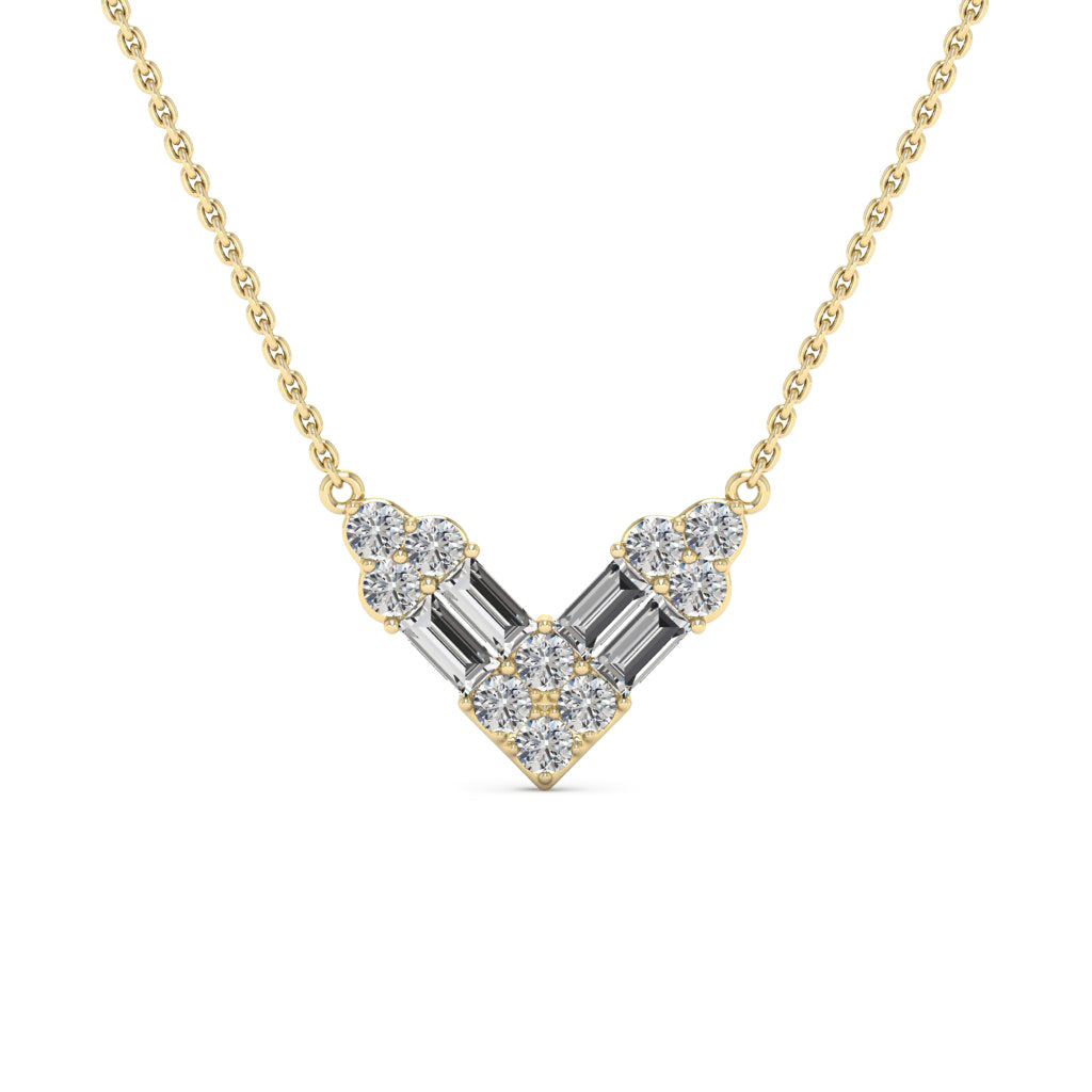 0.48CT Round Cut V Shaped Moissanite Diamond Necklace For Her