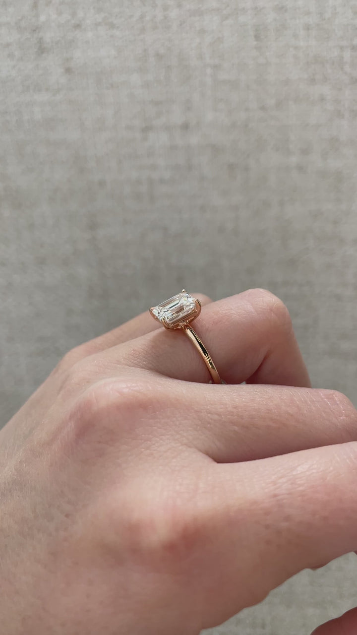 2.0-4.0 CT Emerald Cut Lab Grown Diamond Solitaire Engagement Ring