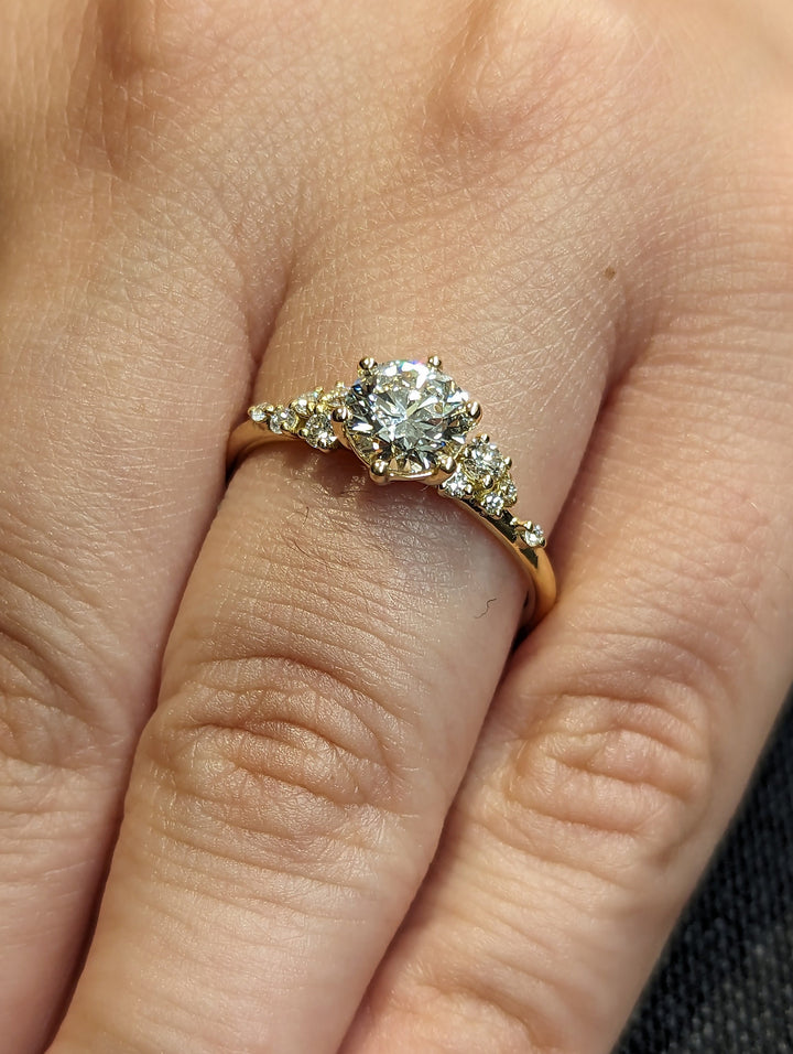 1.0CT Round Cut Zig Zag Cluster Lab Grown Diamond Engagement Ring