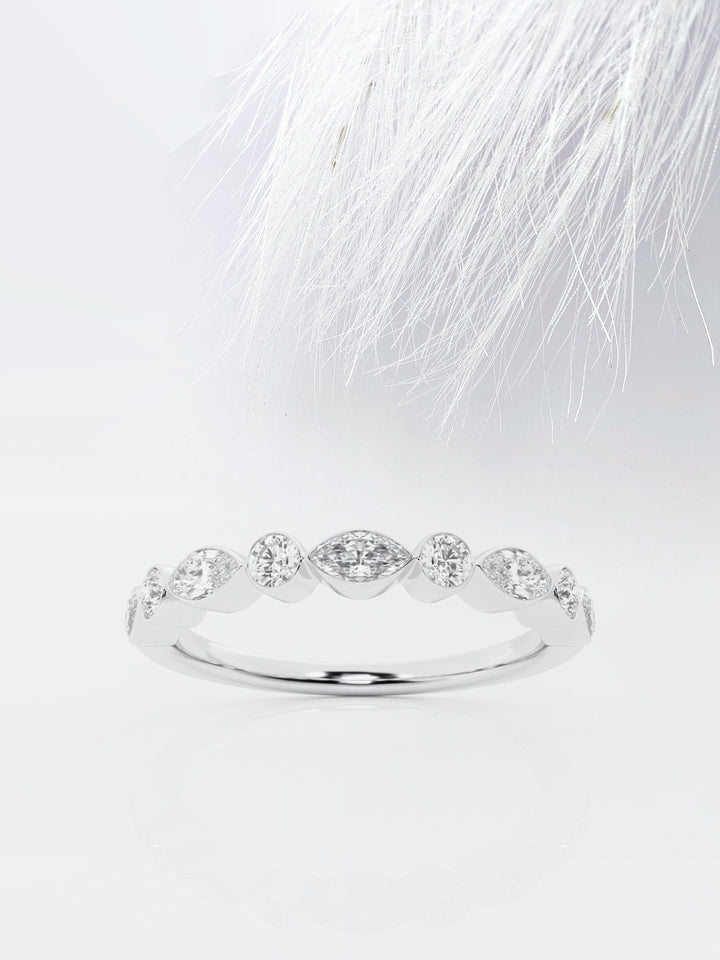 Marquise And Round FG-VS2 Lab Grown Diamond Half Eternity Band
