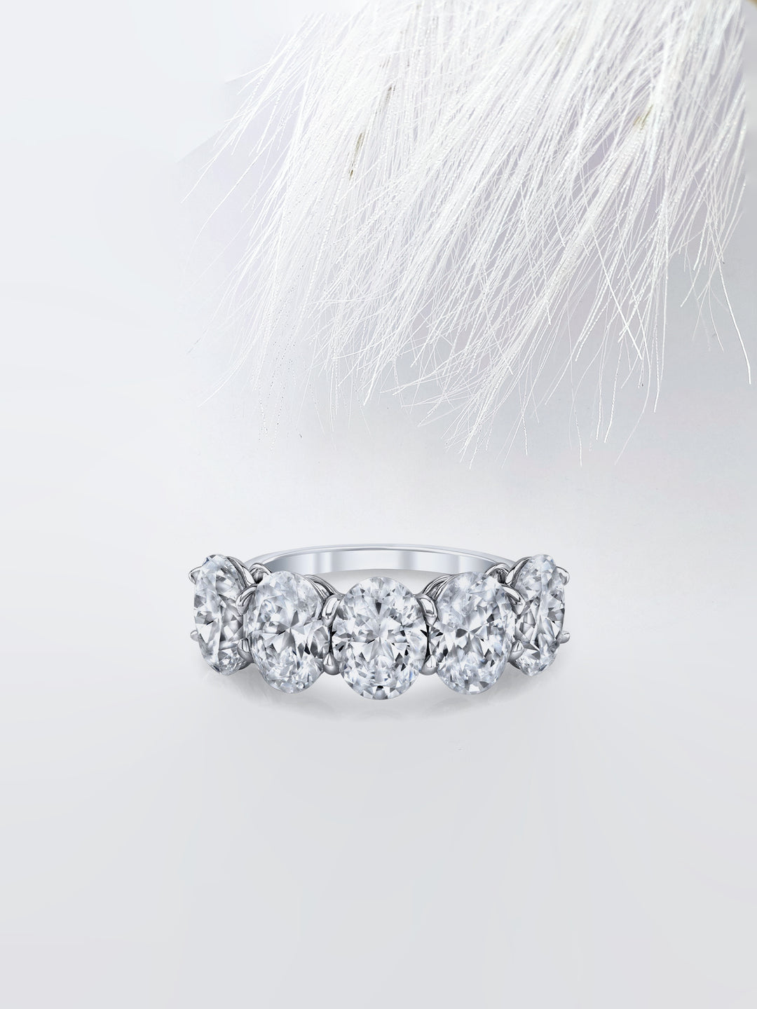 Oval FG-VS1 Lab Grown Diamond Five Stone Stacking Band