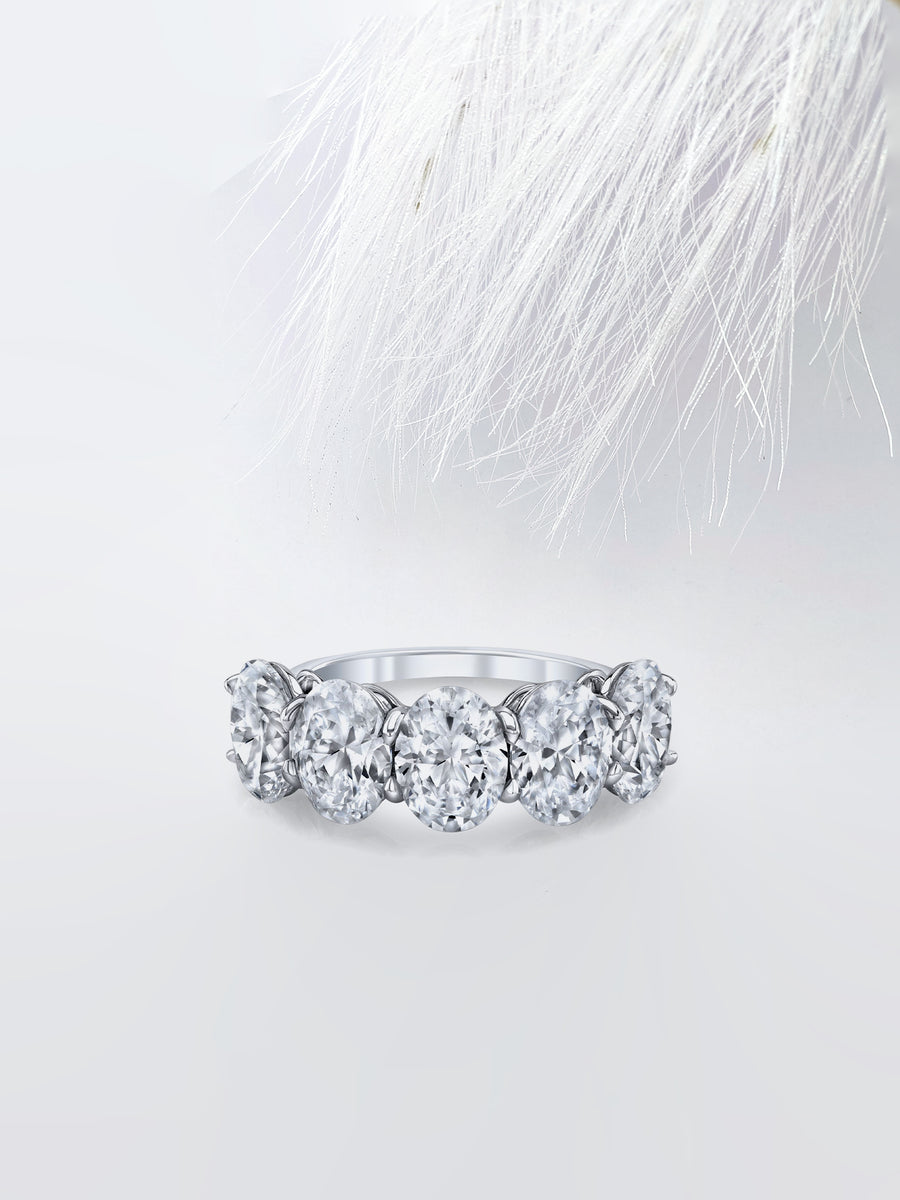 Oval FG-VS1 Lab Grown Diamond Five Stone Stacking Band