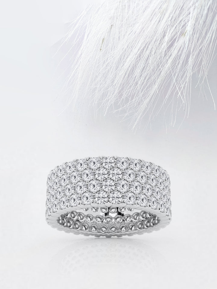 Round FG-VS2 Lab Grown Diamond Four Row Wedding Band