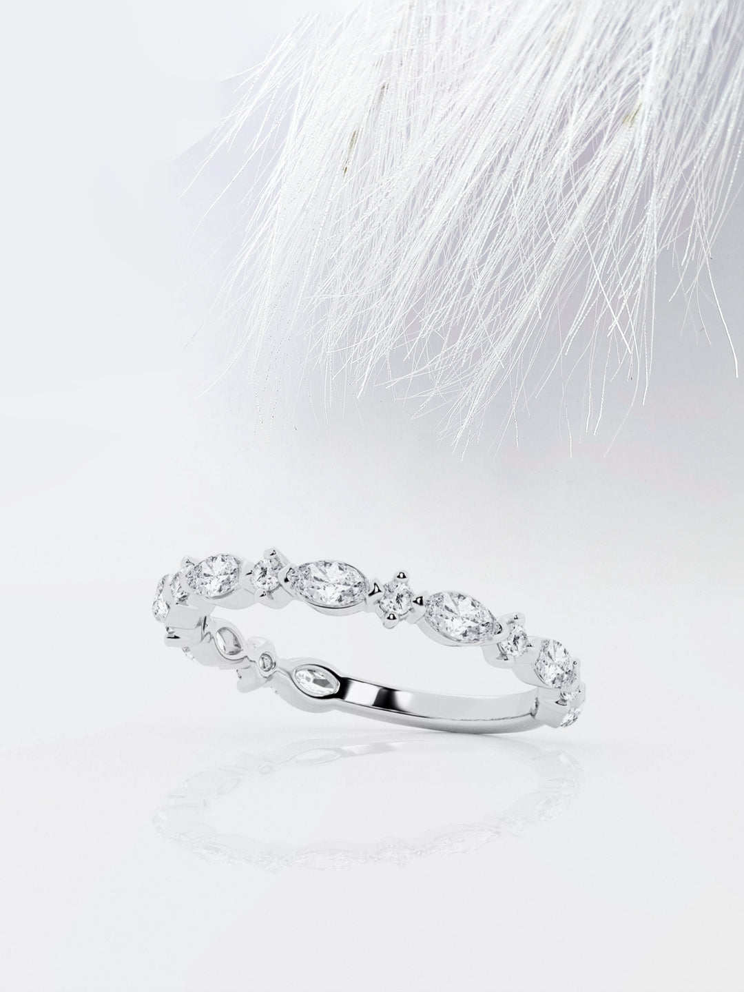 Marquise & Round FG-VS2 Lab Grown Diamond Alternative Pave Band