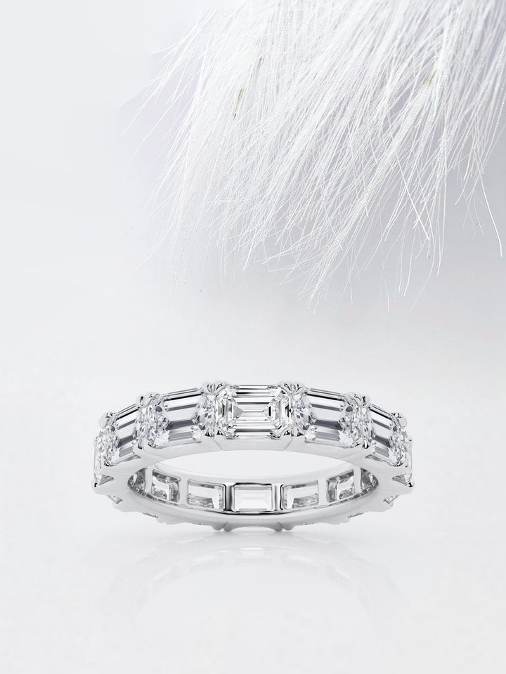 Emerald East-West FG-VS2 Lab Grown Diamond Full Eternity Wedding Band
