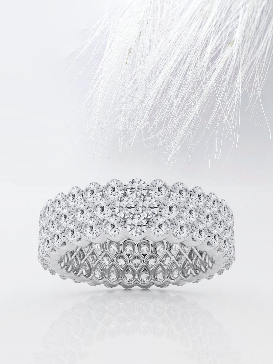Round FG-VS2 Lab Grown Diamond Three Row Eternity Band