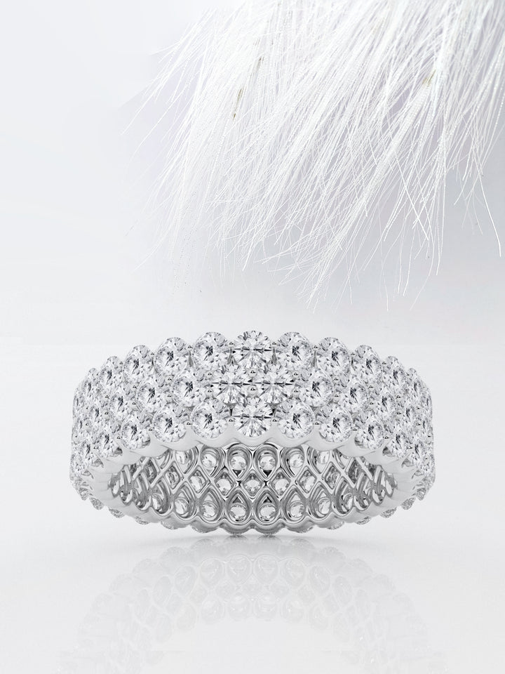 Round FG-VS2 Lab Grown Diamond Three Row Eternity Band