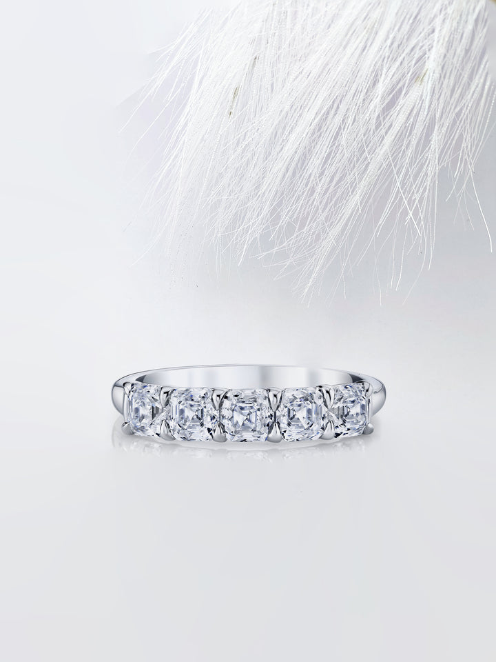 Asscher FG-VS1 Lab Grown Diamond Five Stone Wedding Band