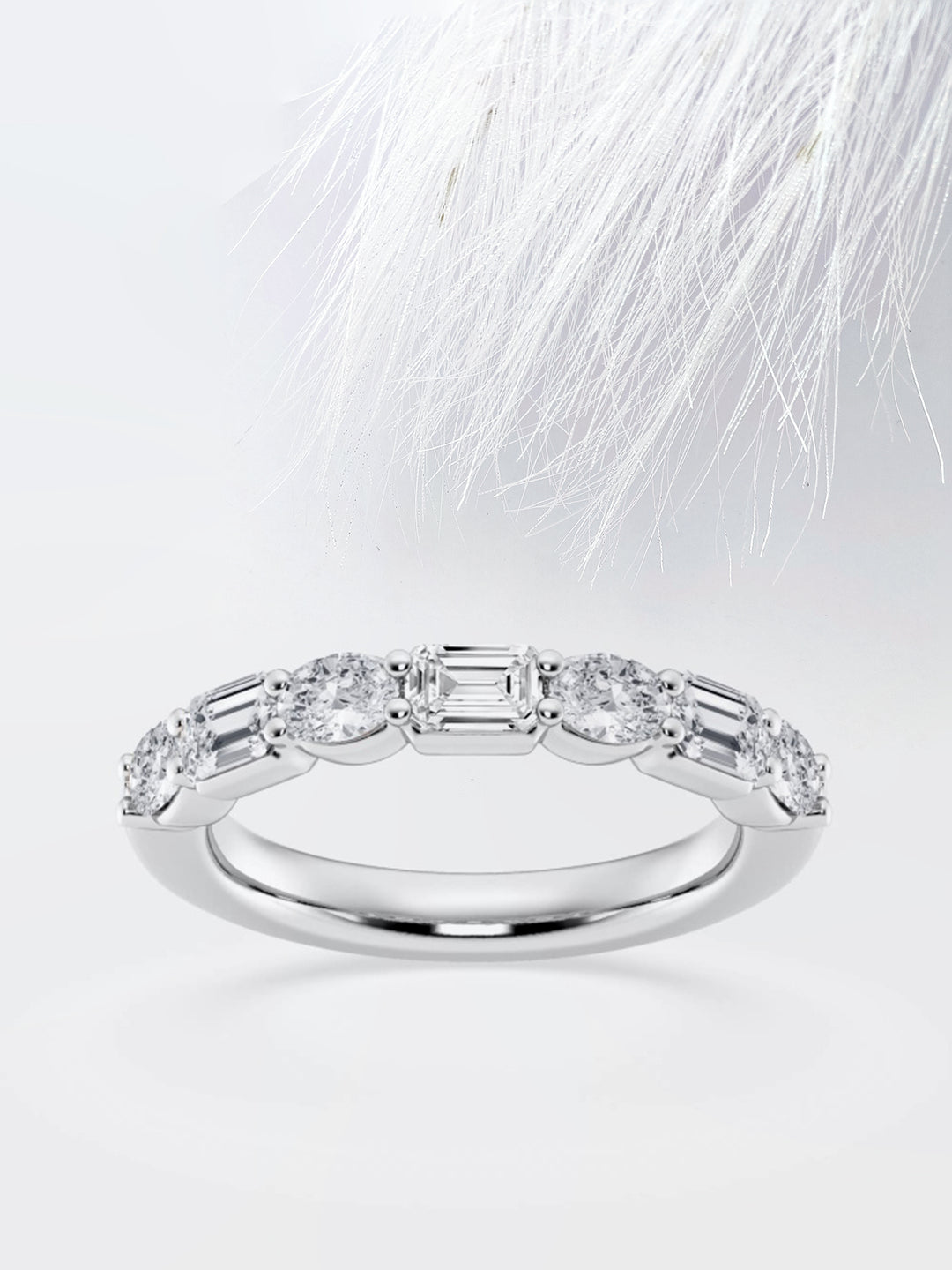 Emerald & Round FG-VS2 Lab Grown Diamond Half Eternity Wedding Band