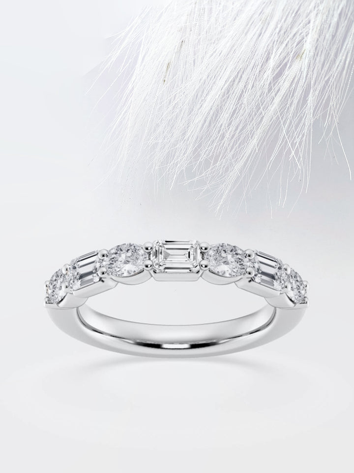 Emerald & Round FG-VS2 Lab Grown Diamond Half Eternity Wedding Band
