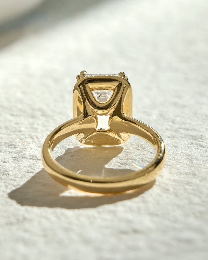 2.0 -5.0 CT Emerald Cut Lab Grown Diamond Bezel Solitaire Engagement Ring