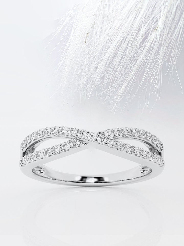 Round FG-VS2 Lab Grown Diamond Crossover Wedding Band