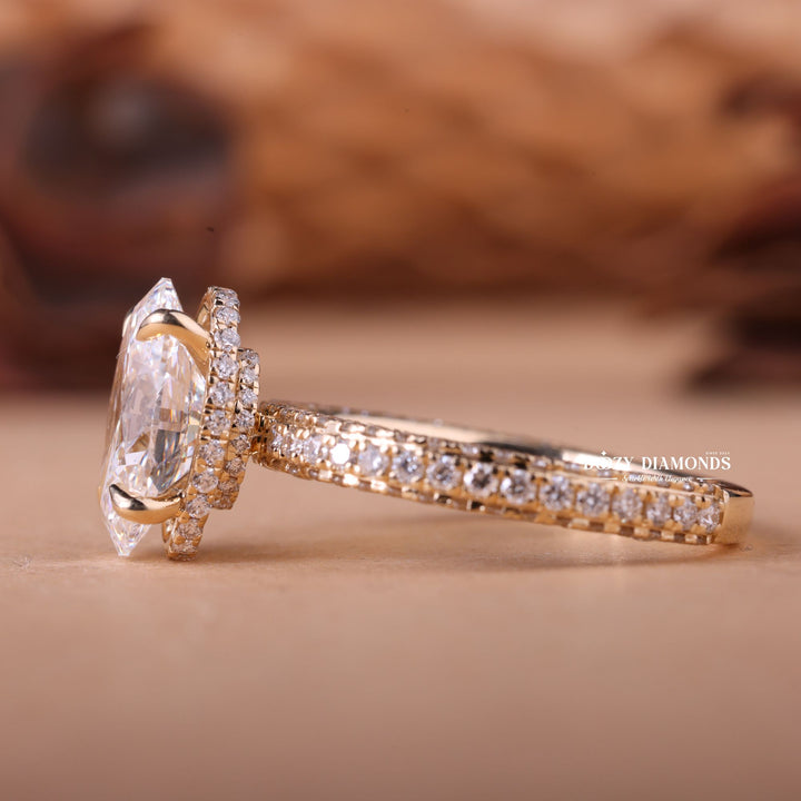 2.50CT-3.50CT Oval F/VS1 Diamond Hidden Halo Engagement Ring