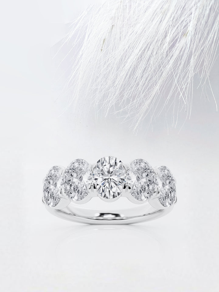 Round FG-VS2 Lab Grown Diamond Five Stone Wedding Band