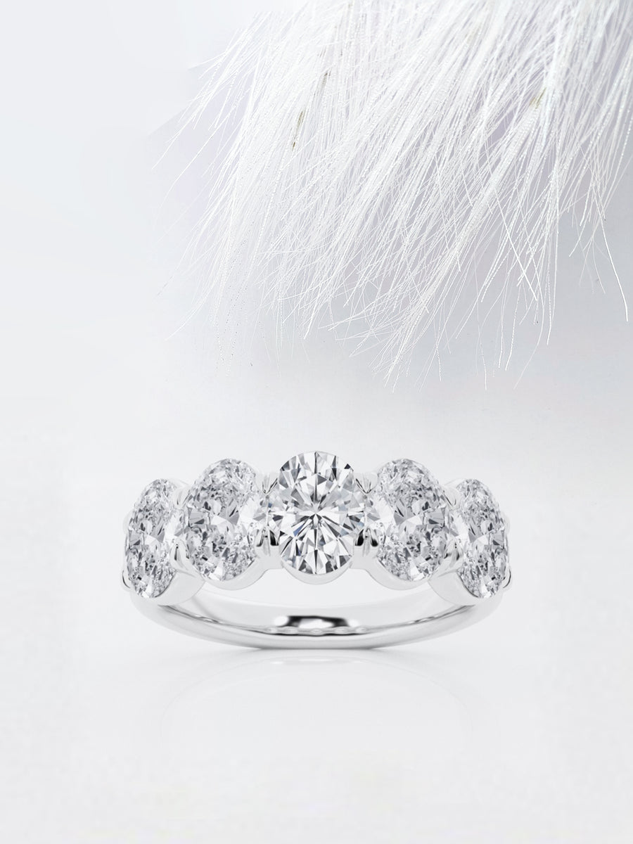 Round FG-VS2 Lab Grown Diamond Five Stone Wedding Band