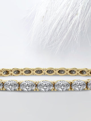 Oval Cut Moissanite Diamond Tennis Bracelet In 18K Solid Gold