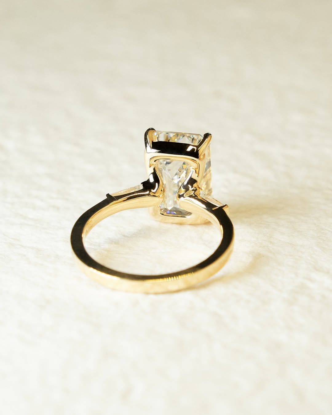 3.0 -5.0 CT Emerald Cut Lab Grown Diamond Three Stone Engagement Ring