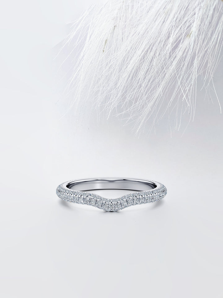 Round FG-VS1 Lab Grown Diamond Curved Half Eternity Wedding Band