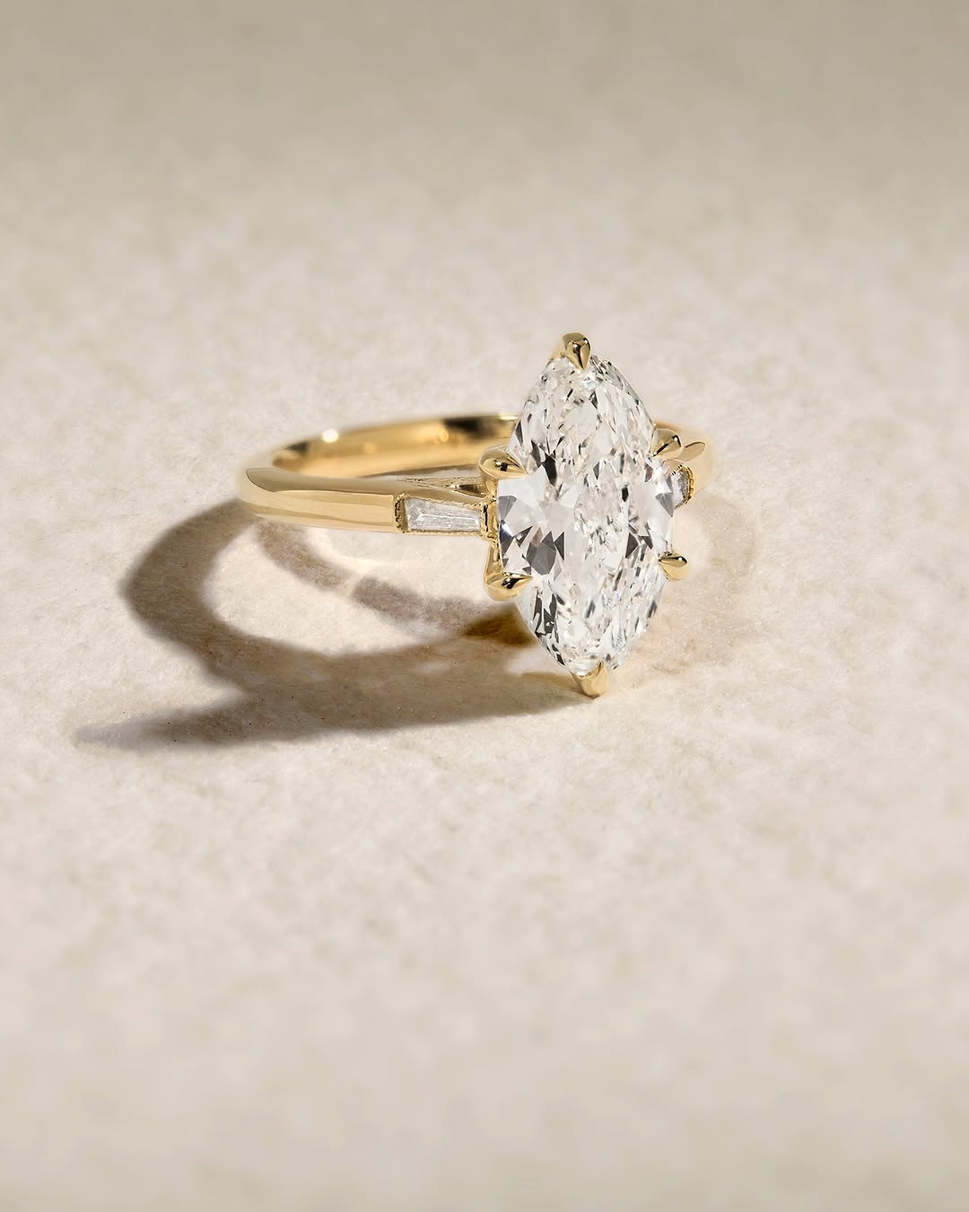 2.0 -4.0 CT Marquise Cut Lab Grown Diamond Three Stone Engagement Ring