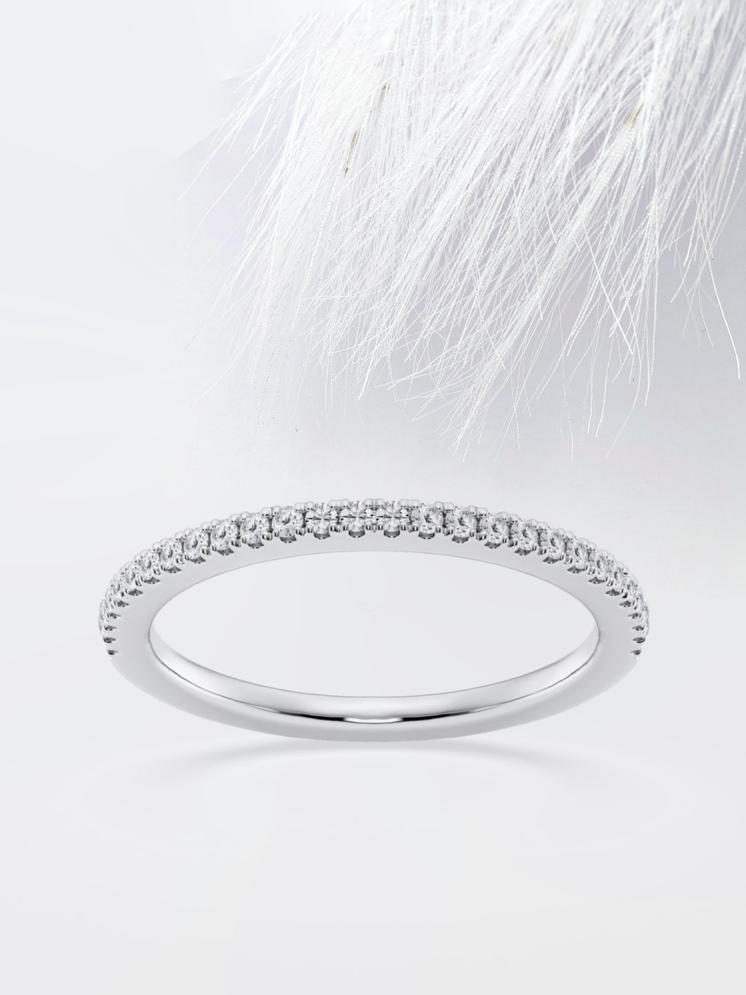 Round FG-VS2 Lab Grown Diamond French Prong Half Eternity Band