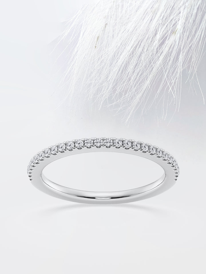 Round FG-VS2 Lab Grown Diamond French Prong Half Eternity Band